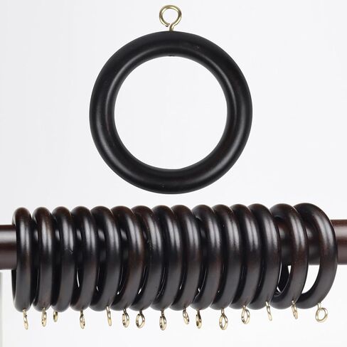 Premium Wooden Curtain Rings for Window and Door Decoration (24 Pieces) Wood Drapery Rings | Inner Dia 1.75 Inch and Outer Dia 2.5 Inch | Rosewood, Brown, TR-CR-01 in Saudi Arabia