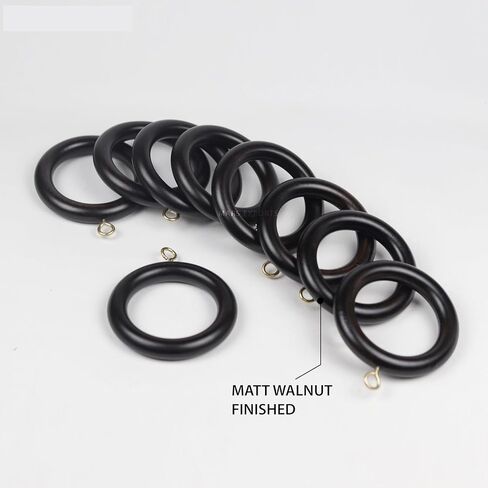 Premium Wooden Curtain Rings for Window and Door Decoration (24 Pieces) Wood Drapery Rings | Inner Dia 1.75 Inch and Outer Dia 2.5 Inch | Rosewood, Brown, TR-CR-01 in Saudi Arabia