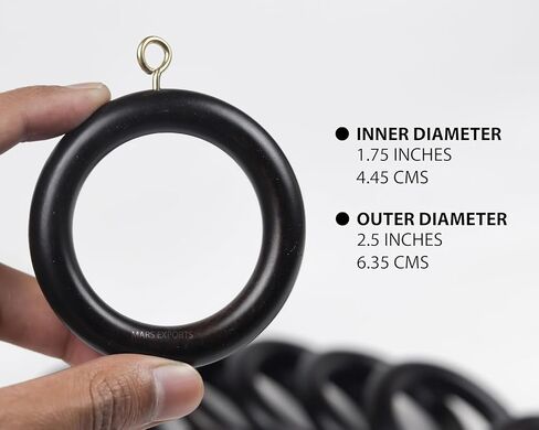 Premium Wooden Curtain Rings for Window and Door Decoration (24 Pieces) Wood Drapery Rings | Inner Dia 1.75 Inch and Outer Dia 2.5 Inch | Rosewood, Brown, TR-CR-01 in Saudi Arabia