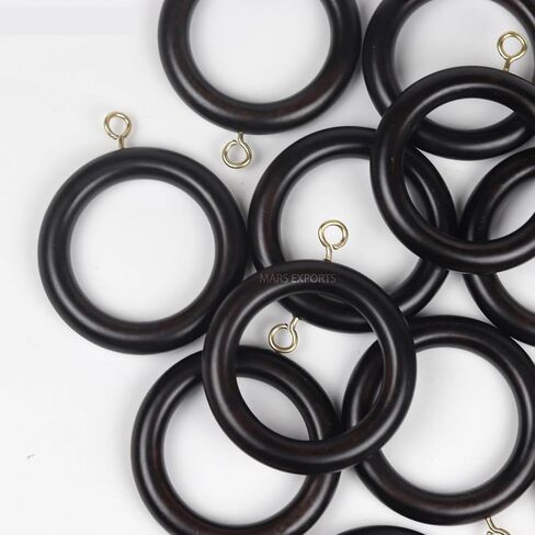 Premium Wooden Curtain Rings for Window and Door Decoration (24 Pieces) Wood Drapery Rings | Inner Dia 1.75 Inch and Outer Dia 2.5 Inch | Rosewood, Brown, TR-CR-01 in Saudi Arabia