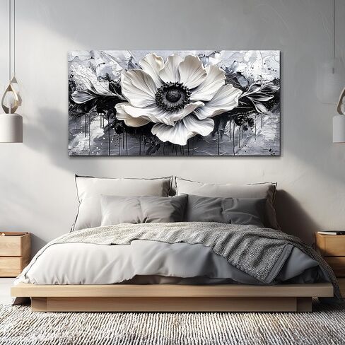 JUDASJART Black and white Canvas Painting Wall Decor For Living Room Wall Art For Bedroom Office Decoration Abstract Flowers Artworks Pictures Ready To Hang Modern Aesthetics Home Decor in Saudi Arabia