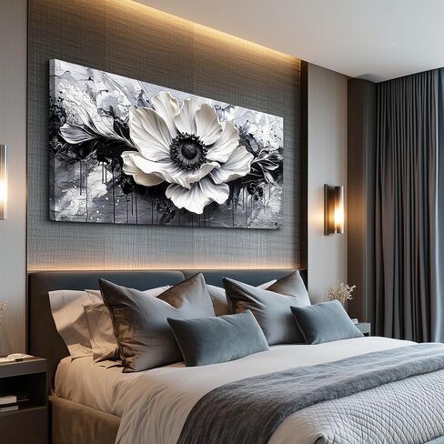 JUDASJART Black and white Canvas Painting Wall Decor For Living Room Wall Art For Bedroom Office Decoration Abstract Flowers Artworks Pictures Ready To Hang Modern Aesthetics Home Decor in Saudi Arabia