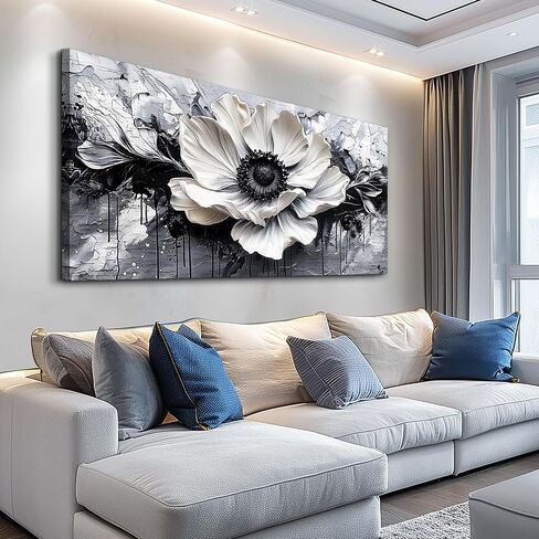 JUDASJART Black and white Canvas Painting Wall Decor For Living Room Wall Art For Bedroom Office Decoration Abstract Flowers Artworks Pictures Ready To Hang Modern Aesthetics Home Decor in Saudi Arabia