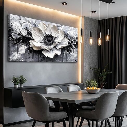 JUDASJART Black and white Canvas Painting Wall Decor For Living Room Wall Art For Bedroom Office Decoration Abstract Flowers Artworks Pictures Ready To Hang Modern Aesthetics Home Decor in Saudi Arabia