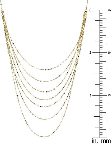 Kooljewelry 14k Yellow Gold Seven Strand Mirror Link Layered Necklace (18 inch) in Kuwait