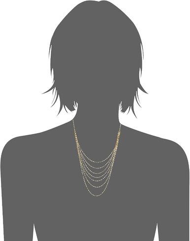 Kooljewelry 14k Yellow Gold Seven Strand Mirror Link Layered Necklace (18 inch) in Kuwait