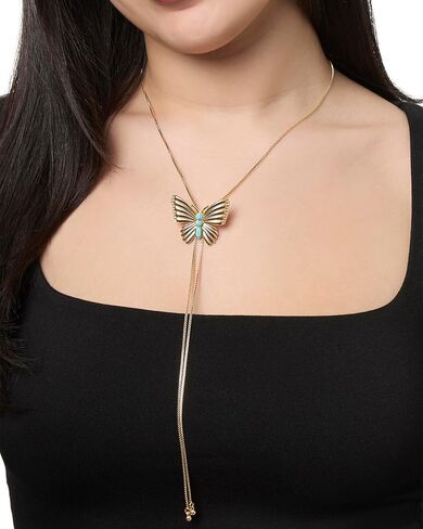 Jessica Simpson Butterfly Necklace with Pave Turquoise, 32" Western Bolero Necklace Sliding Pendant Gold-Tone in Kuwait