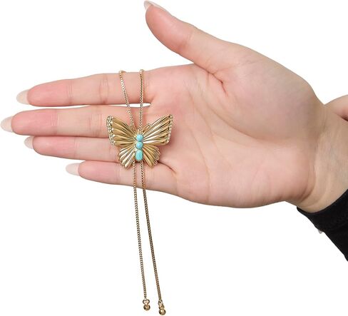 Jessica Simpson Butterfly Necklace with Pave Turquoise, 32" Western Bolero Necklace Sliding Pendant Gold-Tone in Kuwait