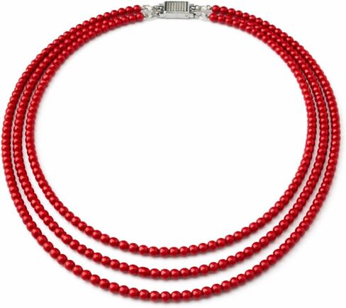 Handcrafted 3-Strand Coral Beads Necklace for Women Multi-Layer in Saudi Arabia
