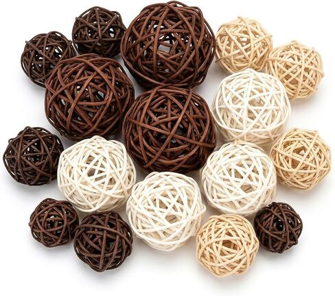 Rattan Balls 64 Pcs Decorative Balls with Natural Woven Texture, Wicker Orbs for Vase Fillers, Decorative Balls for Bowls, Table Decor, Wedding Party Decoration in Saudi Arabia