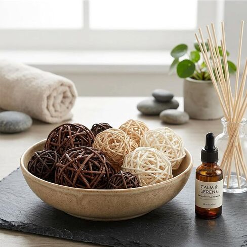 Rattan Balls 64 Pcs Decorative Balls with Natural Woven Texture, Wicker Orbs for Vase Fillers, Decorative Balls for Bowls, Table Decor, Wedding Party Decoration in Saudi Arabia