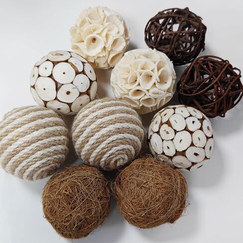 10PC 2.5" Decorative Balls for Bowls, Natural Handmade Orbs Bowl Filler for Home Decor, Table Centerpiece & Dough Bowl Vase Decor in Saudi Arabia