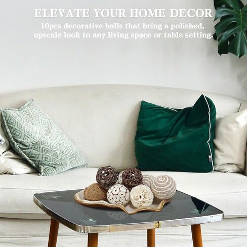 10PC 2.5" Decorative Balls for Bowls, Natural Handmade Orbs Bowl Filler for Home Decor, Table Centerpiece & Dough Bowl Vase Decor in Saudi Arabia