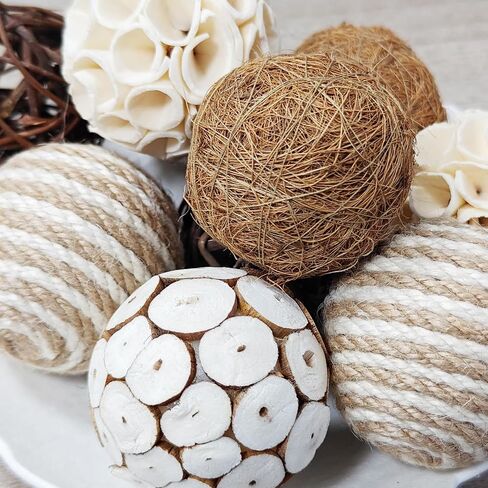10PC 2.5" Decorative Balls for Bowls, Natural Handmade Orbs Bowl Filler for Home Decor, Table Centerpiece & Dough Bowl Vase Decor in Saudi Arabia