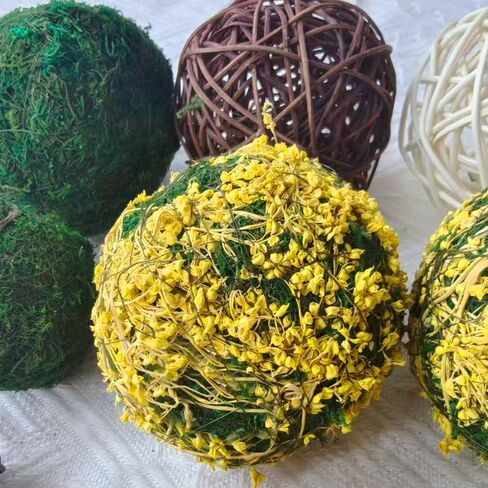 Tinsow 18Pcs Decorative Balls for Bowls, Mixed Moss Balls, Rattan Wicker Orbs & Dried Floral Sphere Bowl Fillers Decor for Home Table Centerpiece Wedding in Kuwait
