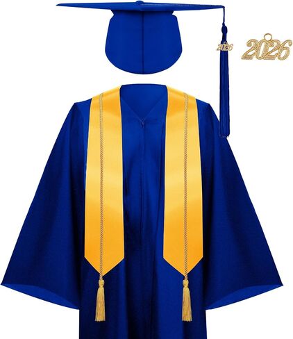 Syhood 4 Pieces 2026 Unisex Graduation Matte Gown Cap Tassel Stole Set Honor Cord for Graduation in Kuwait