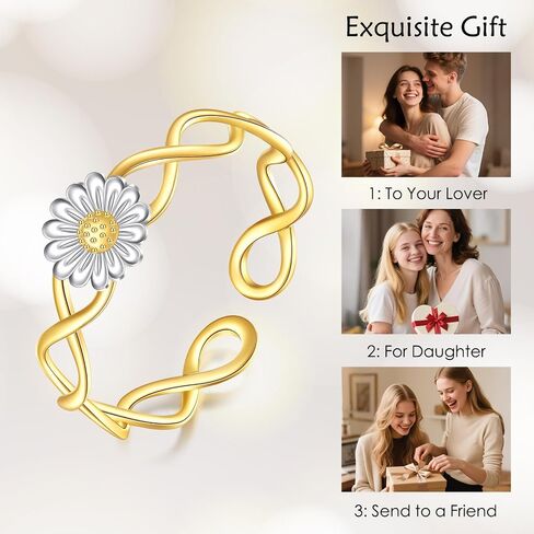 14K Solid Gold Daisy Toe Ring for Women, 14kt Real Gold Adjustable Open Toe Band Rings Summer Beach Foot Fine Jewelry Gifts for Mom Nana Christmas, Adjustable Size 4 in Saudi Arabia
