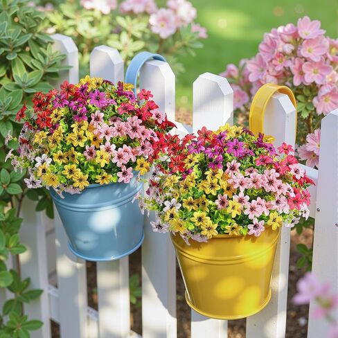 SHareconn 24 Bundles Artificial Flowers for Outdoors Decoration, Faux Plants Fake Silk Colorful Daisy Eucalyptus Lavender, UV Resistant for Outside Home Indoor Spring Decor, 6 Colors incl. White in Saudi Arabia