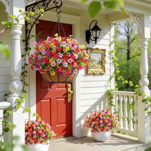 SHareconn 24 Bundles Artificial Flowers for Outdoors Decoration, Faux Plants Fake Silk Colorful Daisy Eucalyptus Lavender, UV Resistant for Outside Home Indoor Spring Decor, 6 Colors incl. White in Saudi Arabia