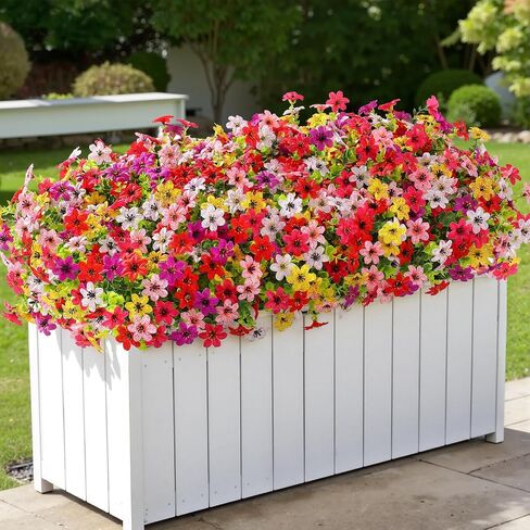 SHareconn 24 Bundles Artificial Flowers for Outdoors Decoration, Faux Plants Fake Silk Colorful Daisy Eucalyptus Lavender, UV Resistant for Outside Home Indoor Spring Decor, 6 Colors incl. White in Saudi Arabia
