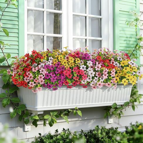 SHareconn 24 Bundles Artificial Flowers for Outdoors Decoration, Faux Plants Fake Silk Colorful Daisy Eucalyptus Lavender, UV Resistant for Outside Home Indoor Spring Decor, 6 Colors incl. White in Saudi Arabia