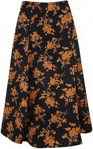 RIHOAS Womens Floral Printed Skirt High Waist A-line Midi Boho Summer Skirts with Slit in Kuwait