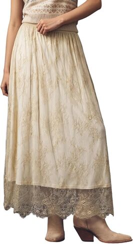 BLENCOT Women's Boho Lace Maxi Skirt A-Line Flowy Long Skirts for Casual Wedding Guest in Kuwait