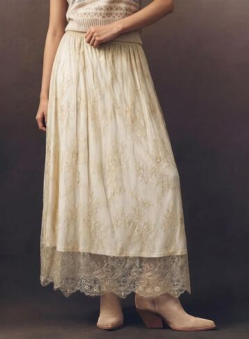 BLENCOT Women's Boho Lace Maxi Skirt A-Line Flowy Long Skirts for Casual Wedding Guest in Kuwait