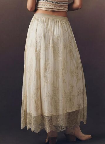 BLENCOT Women's Boho Lace Maxi Skirt A-Line Flowy Long Skirts for Casual Wedding Guest in Kuwait
