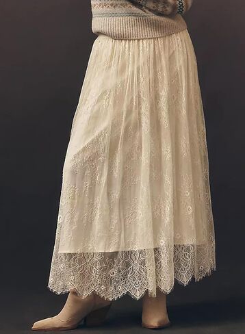 BLENCOT Women's Boho Lace Maxi Skirt A-Line Flowy Long Skirts for Casual Wedding Guest in Kuwait