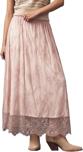 BLENCOT Women's Boho Lace Maxi Skirt A-Line Flowy Long Skirts for Casual Wedding Guest in Kuwait