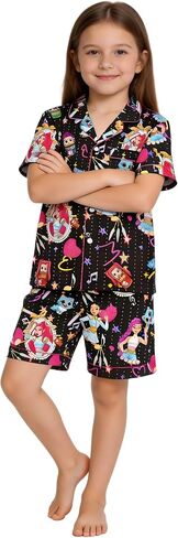 2pcs Girls Shorts Set Silk Fabric Short Sleeve Tee Shirt Short Sleeve Top Shorts Music Outfit 4-12Y in Saudi Arabia