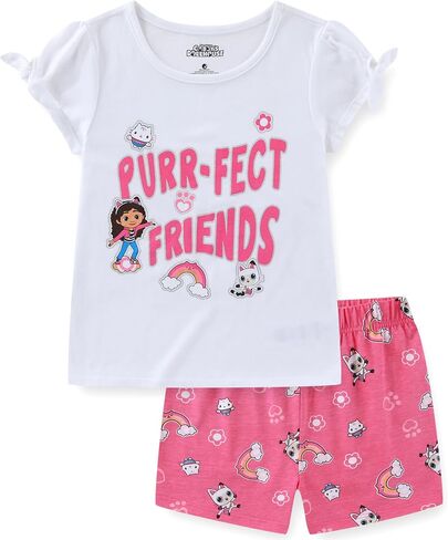 DREAMWORKS GABBY'S DOLLHOUSE Girls Short Sleeve T-Shirt and Shorts Set for Toddler to Big Kids in Kuwait
