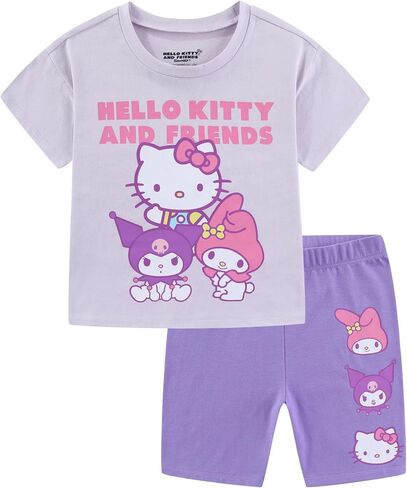 Hello Kitty Girls Short Sleeve T-Shirt and Bike Short Set for Big Kids in Kuwait