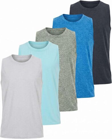 Real Essentials 5 Pack: Boys Dry-Fit Active Athletic Performance Tank Top in Kuwait