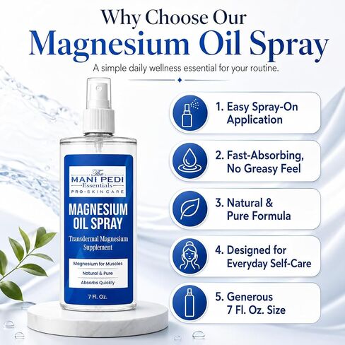 Magnesium Oil Spray. Quick Absorbing Topical Magnesium Supplement. Helps Muscles & Joints, May Promotes Better Sleep – 7 fl. oz in Saudi Arabia