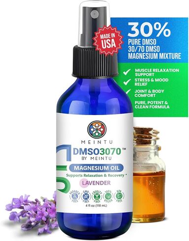 DMSO Magnesium Oil Spray with 30% Pure DMSO Pharmaceutical Grade- Vegan Lavender Massage Blend for Muscle Relaxation, Mood Ease, & Joint Comfort- 30/70 DMSO Magnesium Mixture in Saudi Arabia