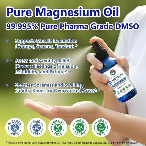DMSO Magnesium Oil Spray with 30% Pure DMSO Pharmaceutical Grade- Vegan Lavender Massage Blend for Muscle Relaxation, Mood Ease, & Joint Comfort- 30/70 DMSO Magnesium Mixture in Saudi Arabia