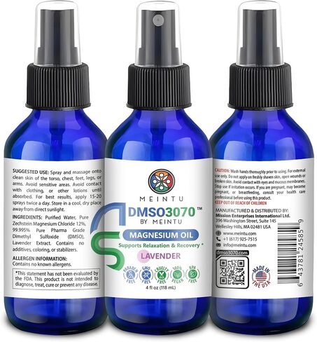 DMSO Magnesium Oil Spray with 30% Pure DMSO Pharmaceutical Grade- Vegan Lavender Massage Blend for Muscle Relaxation, Mood Ease, & Joint Comfort- 30/70 DMSO Magnesium Mixture in Saudi Arabia