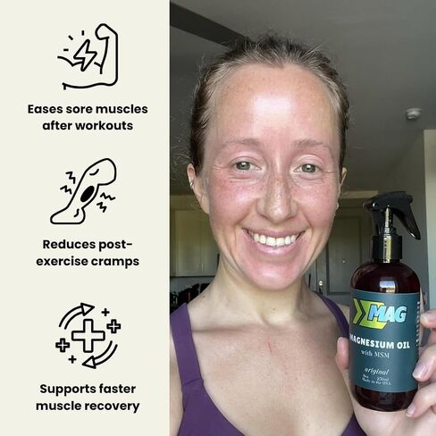 Pure Magnesium Oil Spray with MSM – Extra Strength for Sleep, Muscle Pain, Cramp Relief, Energy – Fast-Absorbing, Fragrance-Free, All-Natural - Tired Feet, Fatigue, Women’s Health - 8oz in Saudi Arabia