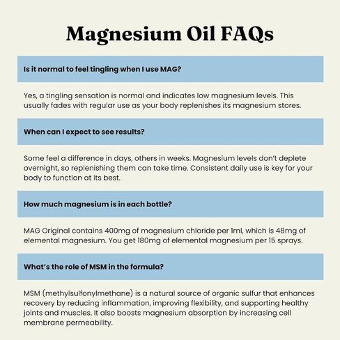 Pure Magnesium Oil Spray with MSM – Extra Strength for Sleep, Muscle Pain, Cramp Relief, Energy – Fast-Absorbing, Fragrance-Free, All-Natural - Tired Feet, Fatigue, Women’s Health - 8oz in Saudi Arabia