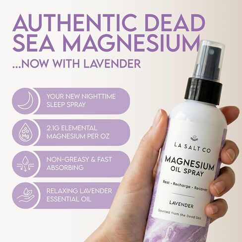 LA SALT CO Dead Sea Magnesium Oil (Lavender Scented), Muscle Relief, Topical Spray, 12 FL OZ, Pure Dead Sea Water in Saudi Arabia