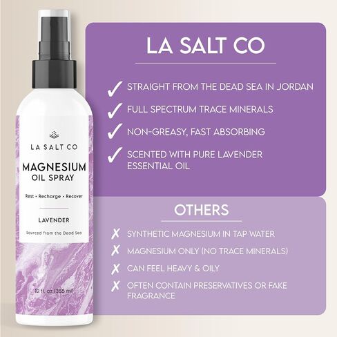 LA SALT CO Dead Sea Magnesium Oil (Lavender Scented), Muscle Relief, Topical Spray, 12 FL OZ, Pure Dead Sea Water in Saudi Arabia