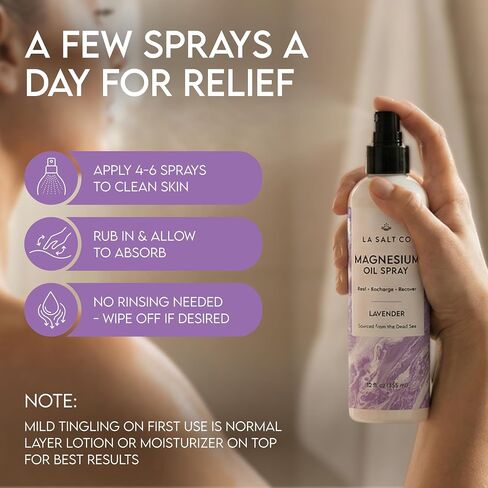 LA SALT CO Dead Sea Magnesium Oil (Lavender Scented), Muscle Relief, Topical Spray, 12 FL OZ, Pure Dead Sea Water in Saudi Arabia
