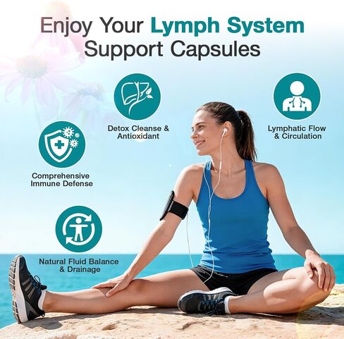 Lymphatic Drainage Supplements - Lymphatic System Support, Fluid Balance, Immune Support - Natural Lymphatic Cleanse & Detox Capsules with Dandelion, Echinacea, Burdock & More, 90 Capsules in Saudi Arabia