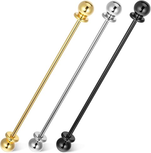 3 PCS Collar Pins for Men Zinc Alloy Shirt Collar Bar Tie Pin Set Collars Clips for Men Dress Shirts Tie Collars Bar Ball Clasp Lapel Stick Brooch for Wedding Business Silver Gold Black in Kuwait