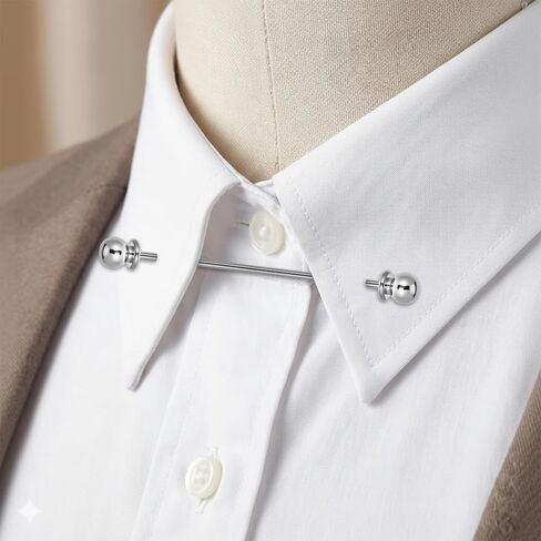 3 PCS Collar Pins for Men Zinc Alloy Shirt Collar Bar Tie Pin Set Collars Clips for Men Dress Shirts Tie Collars Bar Ball Clasp Lapel Stick Brooch for Wedding Business Silver Gold Black in Kuwait