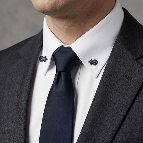 3 PCS Collar Pins for Men Zinc Alloy Shirt Collar Bar Tie Pin Set Collars Clips for Men Dress Shirts Tie Collars Bar Ball Clasp Lapel Stick Brooch for Wedding Business Silver Gold Black in Kuwait