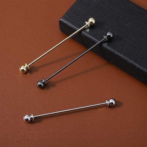 3 PCS Collar Pins for Men Zinc Alloy Shirt Collar Bar Tie Pin Set Collars Clips for Men Dress Shirts Tie Collars Bar Ball Clasp Lapel Stick Brooch for Wedding Business Silver Gold Black in Kuwait