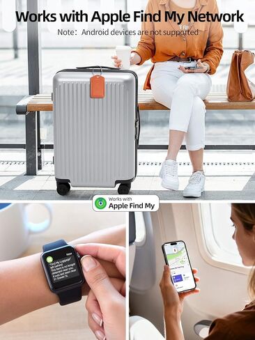 Luggage Tags, Works with Apple Find My, Smart Luggage Tag for Suitcases, Leather Bag Tags for Travel, Suitcase Tag with Privacy Flap, Anti-Lost Luggage Tracker, Travel Essentials, Rechargeable, Orange in Saudi Arabia